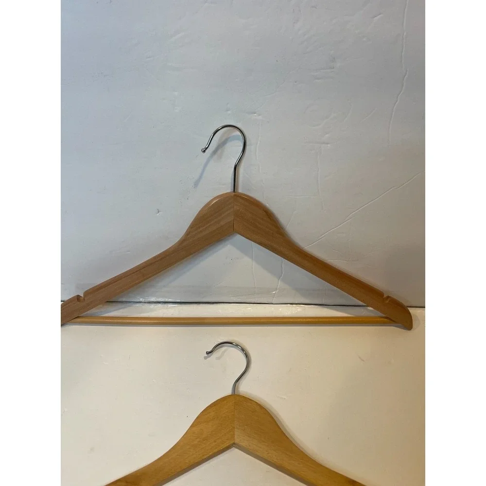 10PK Wooden Hangers for Clothes Wood Durable & Slim Coat Hanger Natural Brown